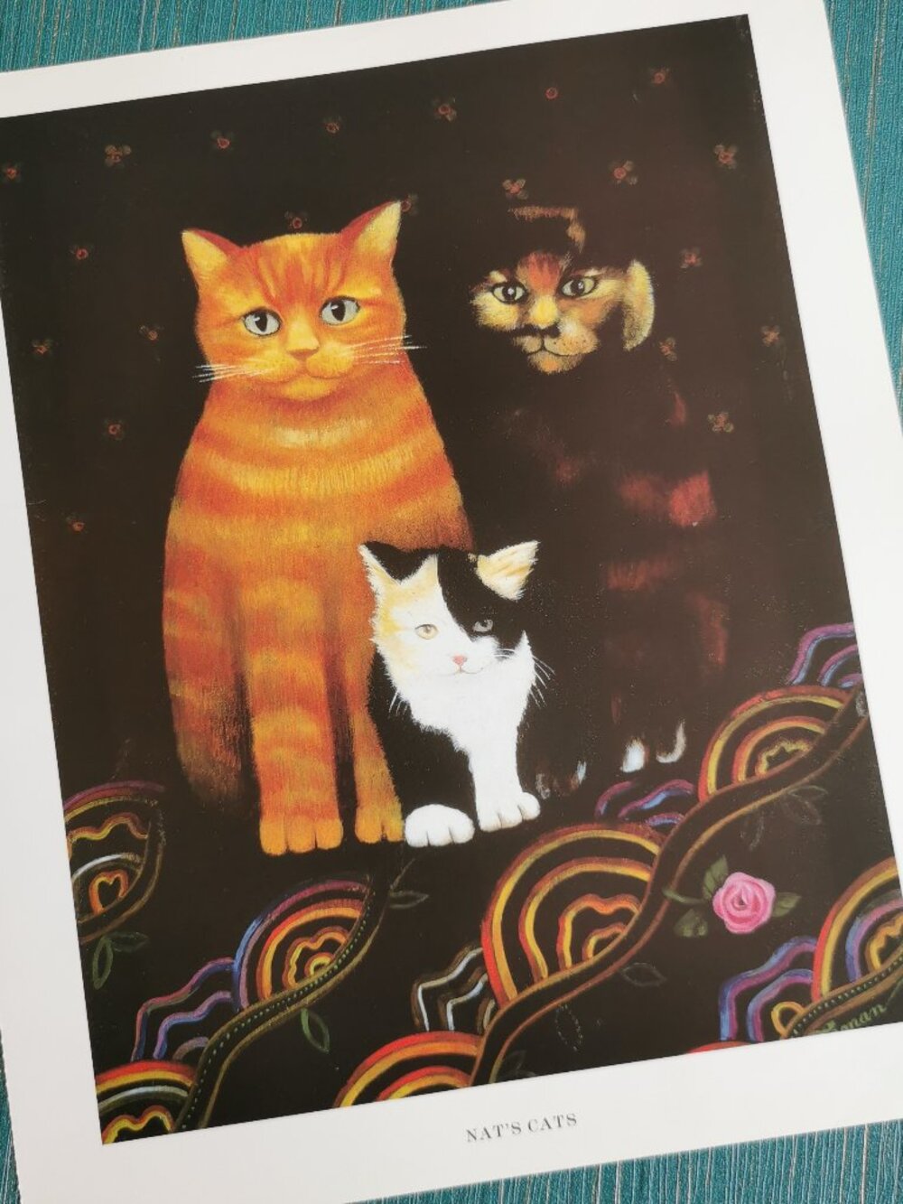 Nat's Cats by Martin Leman Orange Cat Art Print Kitty Calico Cat Tortoiseshell